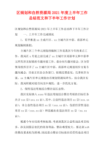 区规划和自然资源局2021年度上半年工作总结范文和下半年工作计划