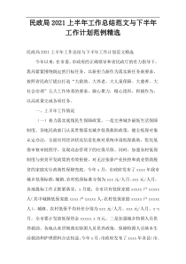 民政局2021上半年工作总结范文与下半年工作计划范例精选