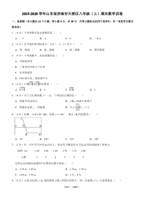 2019-2020学年山东省济南市天桥区八年级(上)期末数学试卷解析版