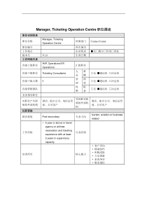 Manager, Ticketing Operation Centre岗位说明书