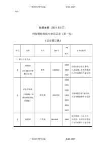 2021年《特别管控危险化学品目录(第一版)》