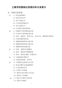 学校精细化档案材料目录索引