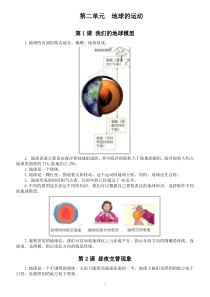 小学科学教科版六年级上册第二单元《地球的运动》知识点(共7课)(2021新版)