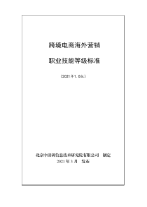 跨境电商海外营销职业技能等级标准(2021年版)