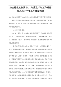 综合行政执法局2021年度上半年工作总结范文及下半年工作计划范例