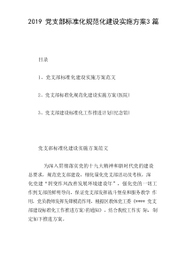 党支部标准化规范化建设实施方案3篇