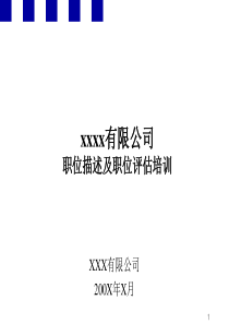 XXXX有限公司职位描述及职位评估培训（PPT 60页）