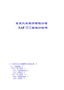 东风汽车SAP 项目实施计划书