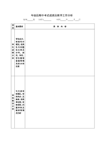 年级段期中考试成绩及教学工作分析