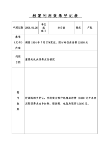 档案利用效果登记表