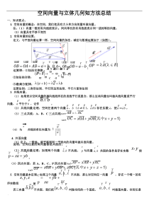 高中数学空间向量与立体几何知识点与例题