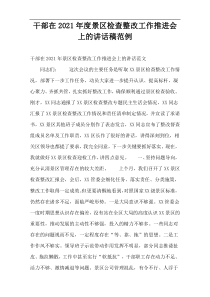 干部在2021年度景区检查整改工作推进会上的讲话稿范例