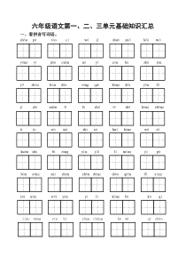 苏教国标本六年级语文第一、二、三单元基础知识汇总