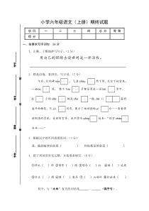 六年级语文第一学期期终试卷