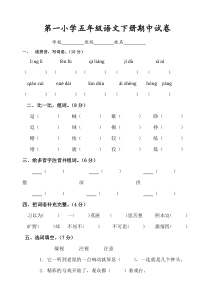 语文五年级语文下册期中试卷