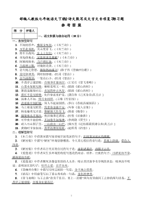 (word完整版)部编人教版七年级语文下册古诗文默写及文言文专项复习练习题参考答案