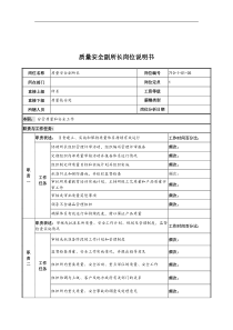 中船重工研究所质量安全副所长岗位说明书