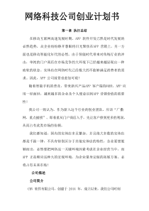 网络科技公司创业计划书