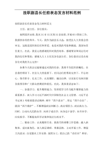 挂职副县长任前表态发言材料范例