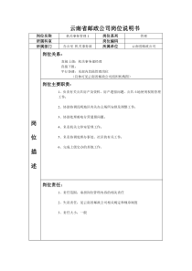 云南省邮政公司岗位说明书