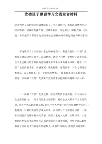 党委班子建设学习交流发言材料