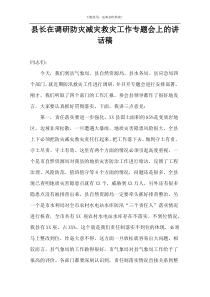 县长在调研防灾减灾救灾工作专题会上的讲话稿