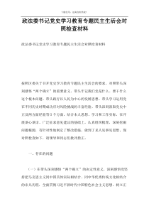 政法委书记党史学习教育专题民主生活会对照检查材料