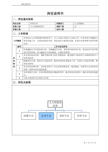 人力资源部培训专员岗位说明书