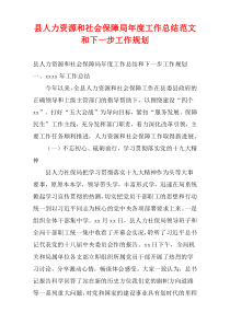 县人力资源和社会保障局年度工作总结范文和下一步工作规划