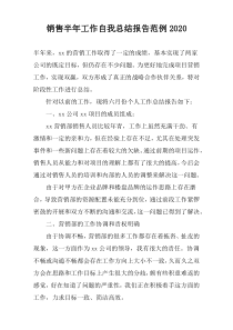 销售半年工作自我总结报告范例2022