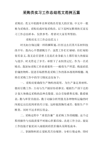 采购员实习工作总结范文范例五篇