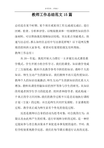 教师工作总结范文15篇