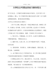 大学生公司营业员实习报告范文