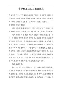 中学班主任实习报告范文