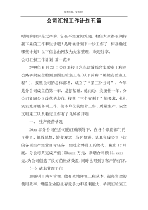 公司汇报工作计划五篇