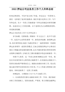 2022押运公司业务员工作个人年终总结