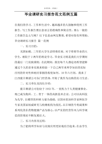 毕业调研实习报告范文范例五篇