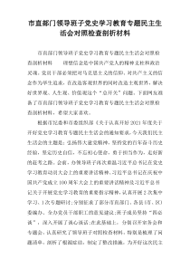 市直部门领导班子党史学习教育专题民主生活会对照检查剖析材料