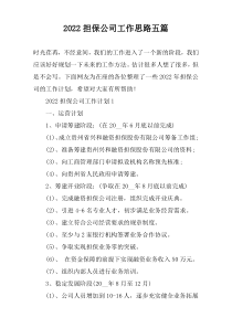 2022担保公司工作思路五篇