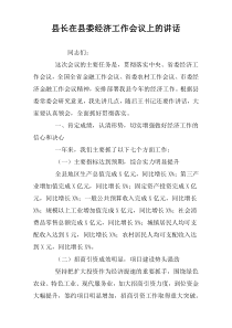 县长在县委经济工作会议上的讲话