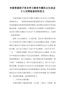 市委常委班子党史学习教育专题民主生活会个人对照检查材料范文