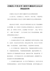 在集团公司党史学习教育专题组织生活会对照检查材料