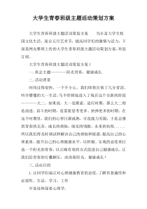 大学生青春班级主题活动策划方案