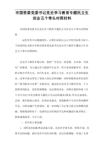 市国资委党委书记党史学习教育专题民主生活会五个带头对照材料