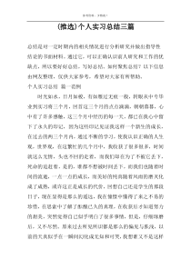 (推选)个人实习总结三篇