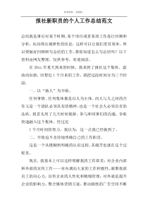 报社新职员的个人工作总结范文