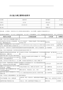 办公室人事主管职务说明书