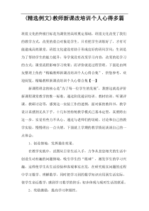 (精选例文)教师新课改培训个人心得多篇