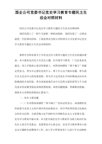 国企公司党委书记党史学习教育专题民主生活会对照材料