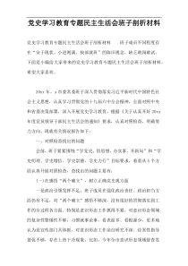 党史学习教育专题民主生活会班子剖析材料